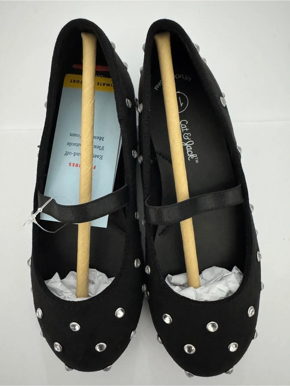 Cat & Jack Black Studded Mary Jane Flats